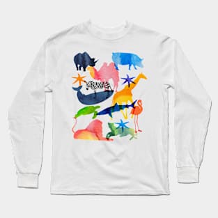 Watercolor Abstract watercolor animals, rainbow colors animals, rainbow colors Long Sleeve T-Shirt